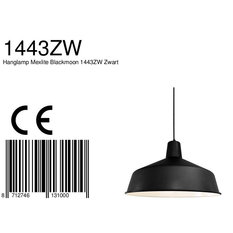 Hanglamp Black moon 1443ZW Zwart Ø40cm E27 fitting