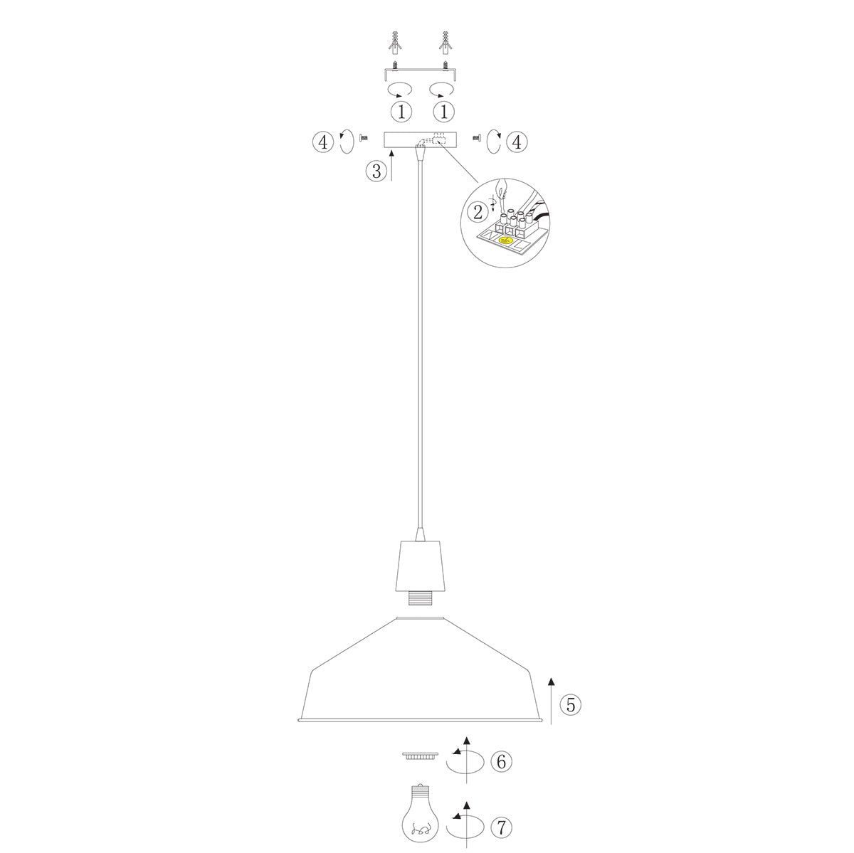 Hanglamp Black moon 1443ZW Zwart Ø40cm E27 fitting