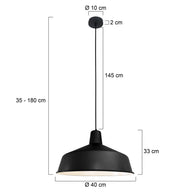 Hanglamp Black moon 1443ZW Zwart Ø40cm E27 fitting