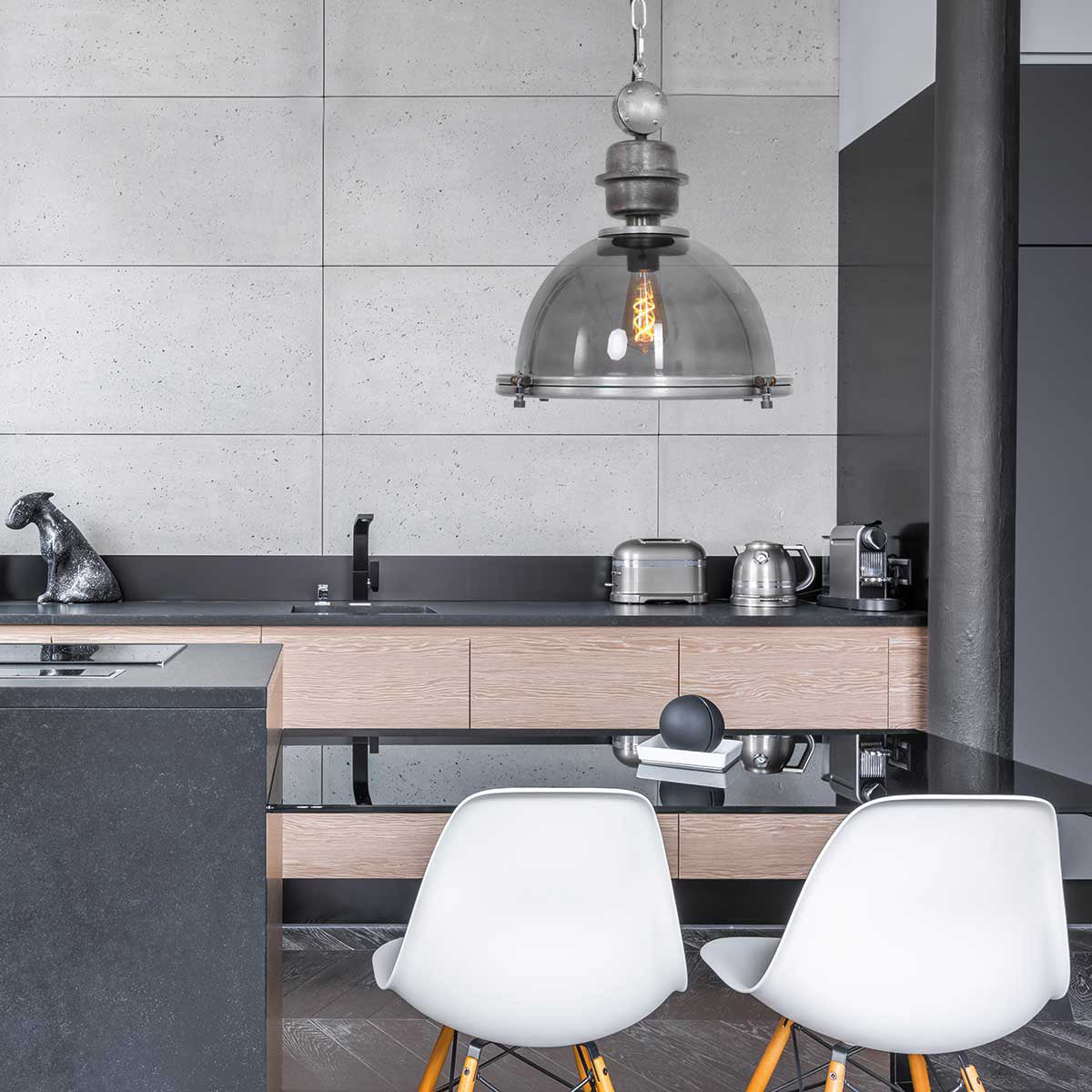 Hanglamp Bikkel 1452GR - grijze glazen hanglamp met karakter