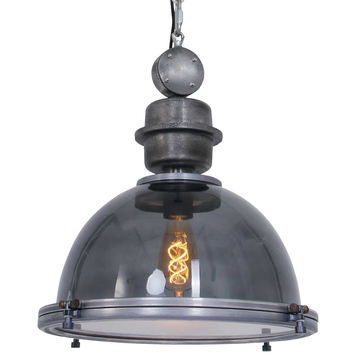 Hanglamp Bikkel 1452GR - grijze glazen hanglamp met karakter