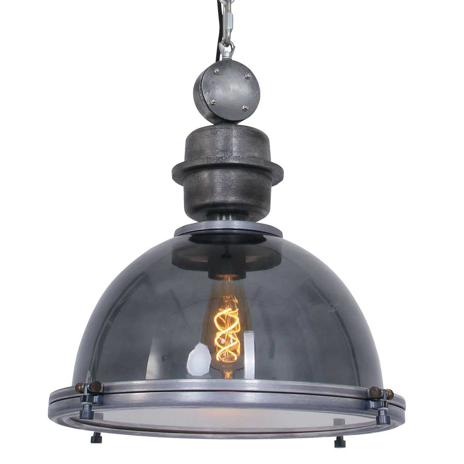 Hanglamp Bikkel 1452GR - grijze glazen hanglamp met karakter