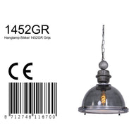 Hanglamp Bikkel 1452GR - grijze glazen hanglamp met karakter