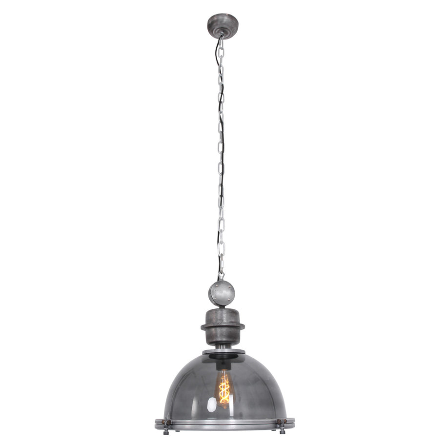 Hanglamp Bikkel 1452GR - grijze glazen hanglamp met karakter