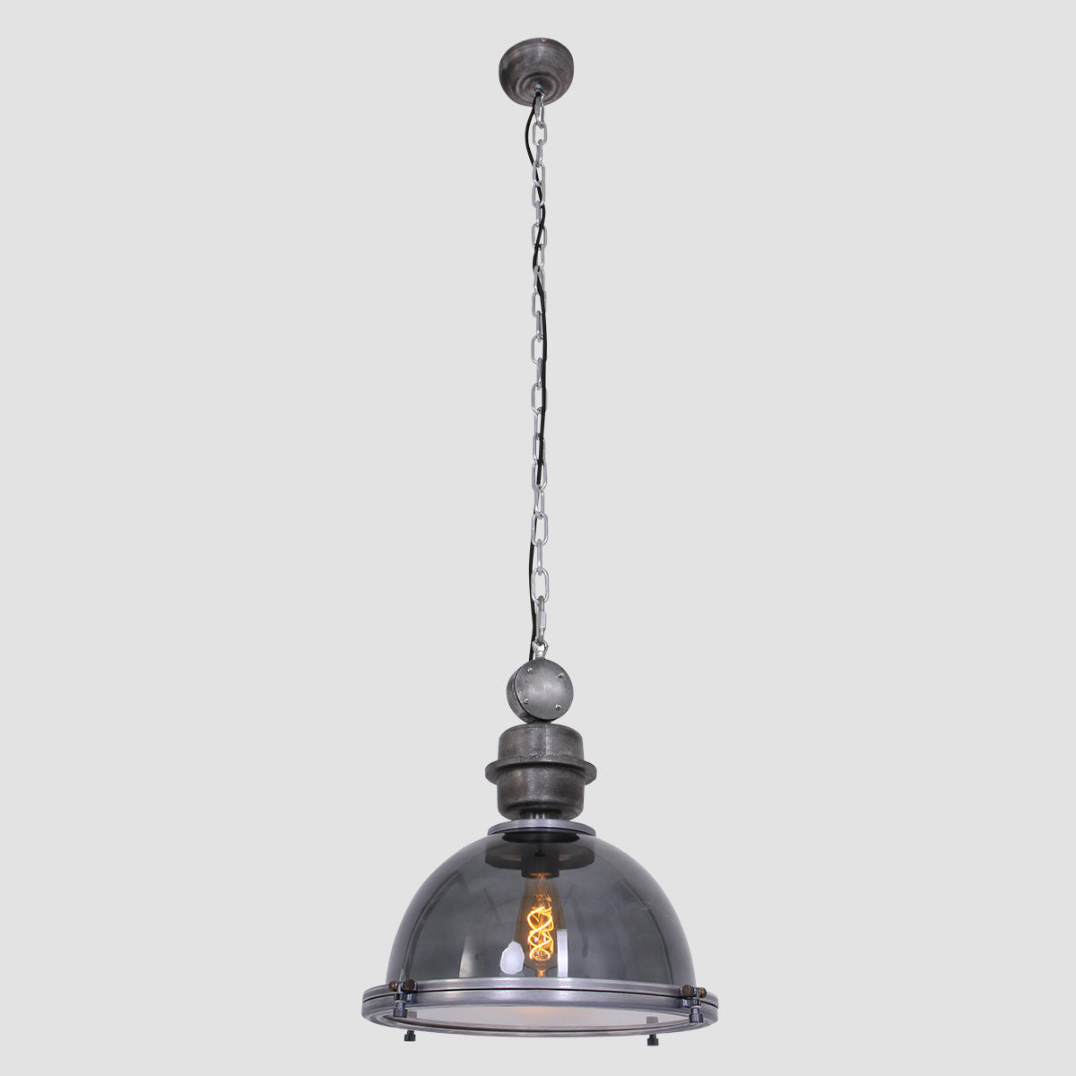 Hanglamp Bikkel 1452GR - grijze glazen hanglamp met karakter
