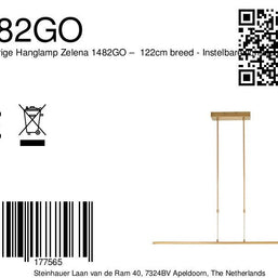 Hanglamp Zelena 1482GO goudkleurige LED-lamp met instelbaar licht