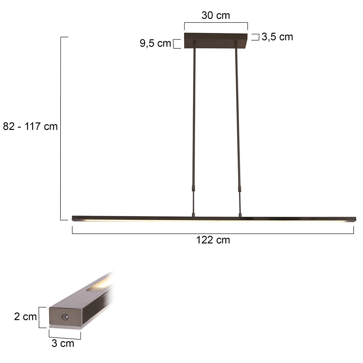 Hanglamp Zelena 1482ST stalen LED-lamp met instelbaar licht