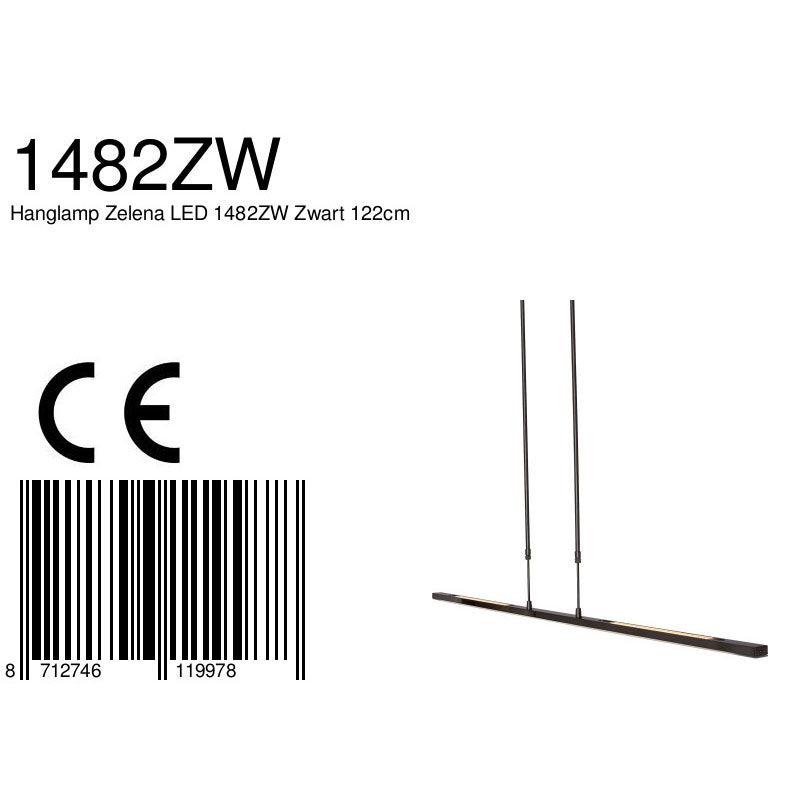 Hanglamp Zelena 1482ZW zwarte LED-lamp met instelbaar licht