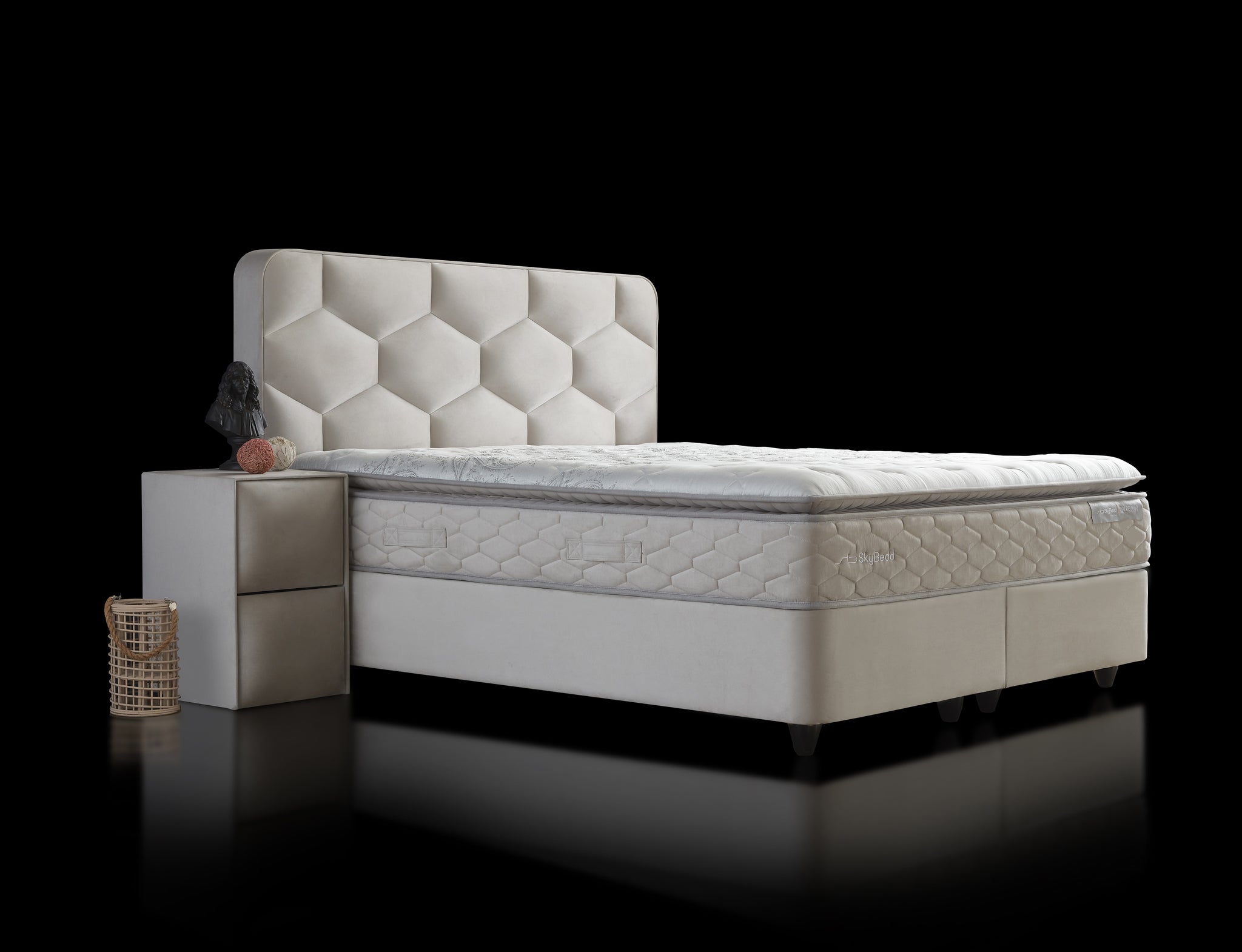 Boxspring met opbergruimte Dolcebedd beige 140x200