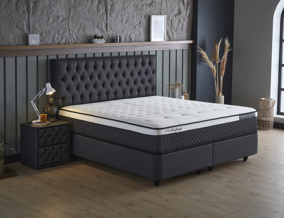 Opbergboxspring Chestybedd Antraciet 160x200