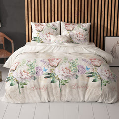 Mooie bloem beige 140 x 220