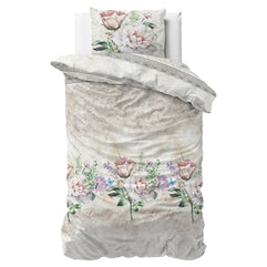 Mooie bloem beige 140 x 220