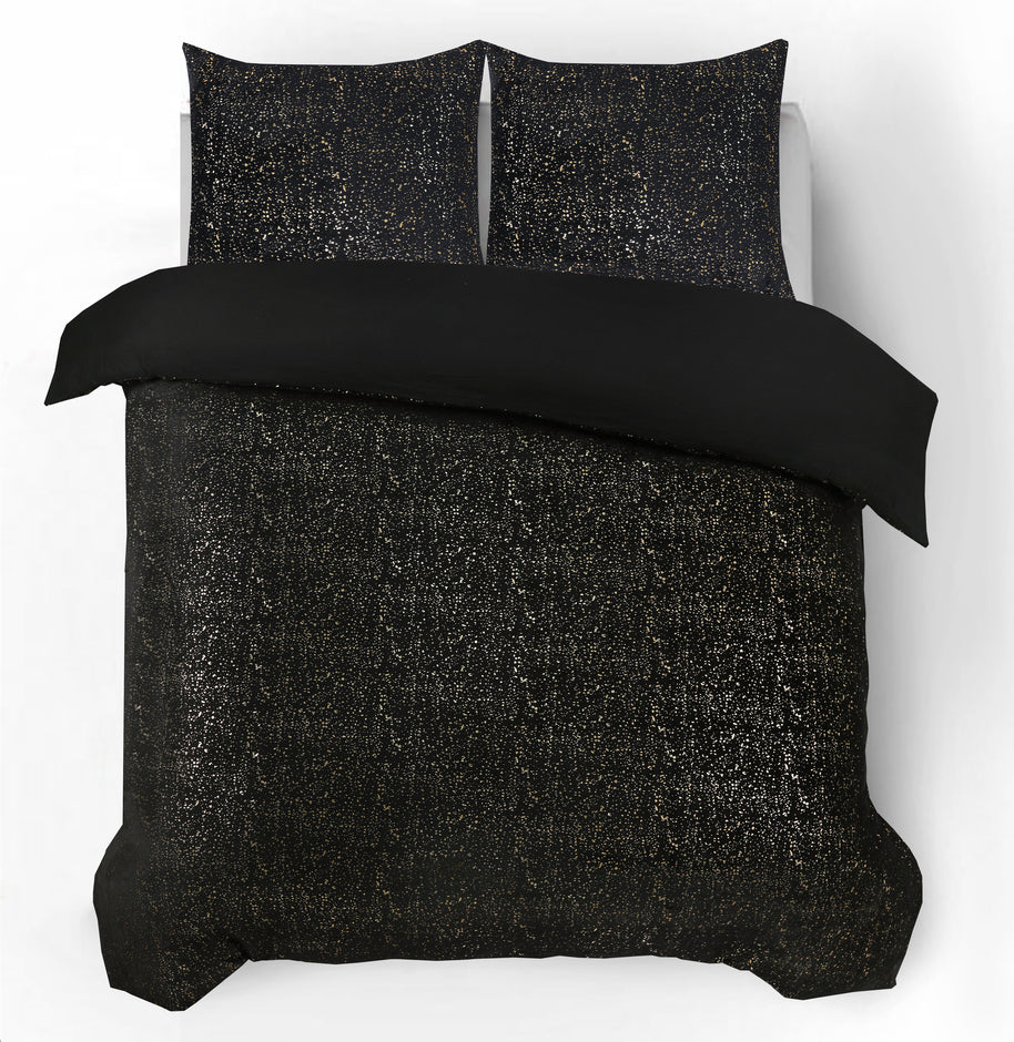 Glamour Flanel Sprankel Folie Zwart 140 x 200/220