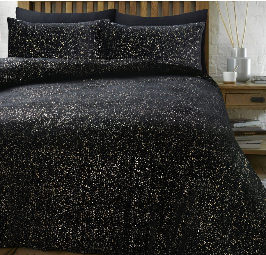 Glamour Flanel Sprankel Folie Zwart 140 x 200/220