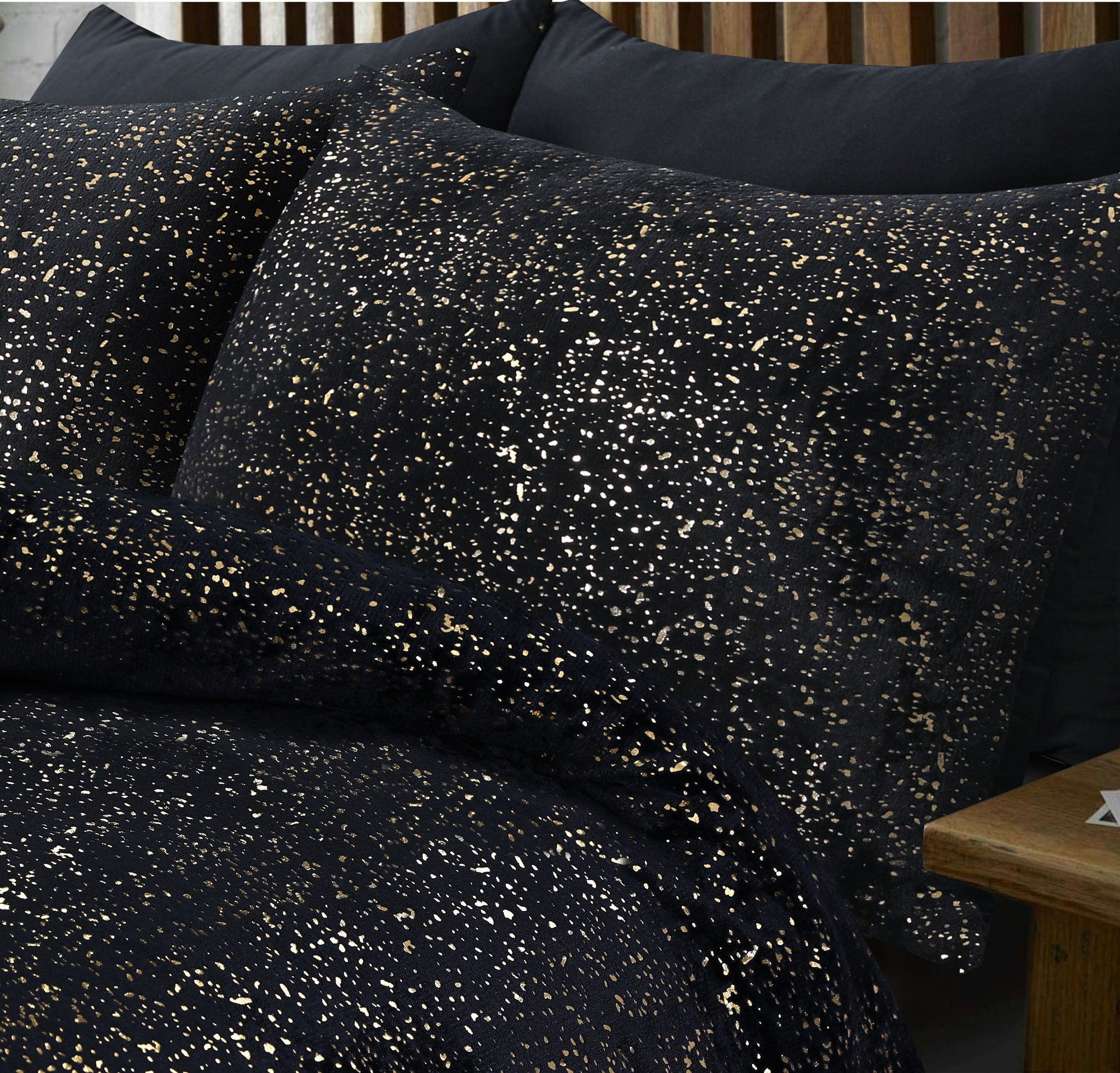 Glamour Flanel Sprankel Folie Zwart 140 x 200/220