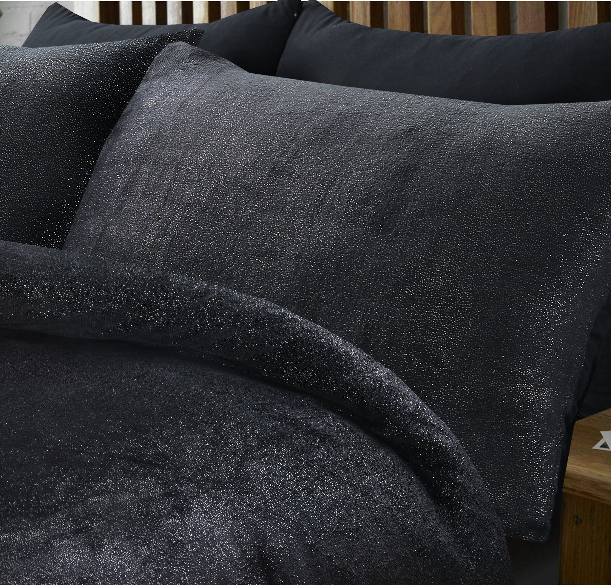 Glamour Flanel Deco Foil Zwart 140 x 200/220