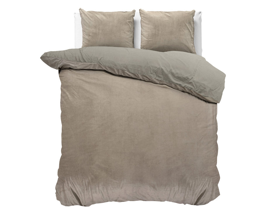 Fluweel effen taupe/grijs 200 x 200/220