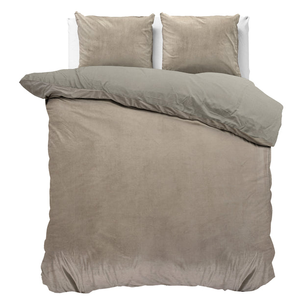 Fluweel effen taupe/grijs 200 x 200/220