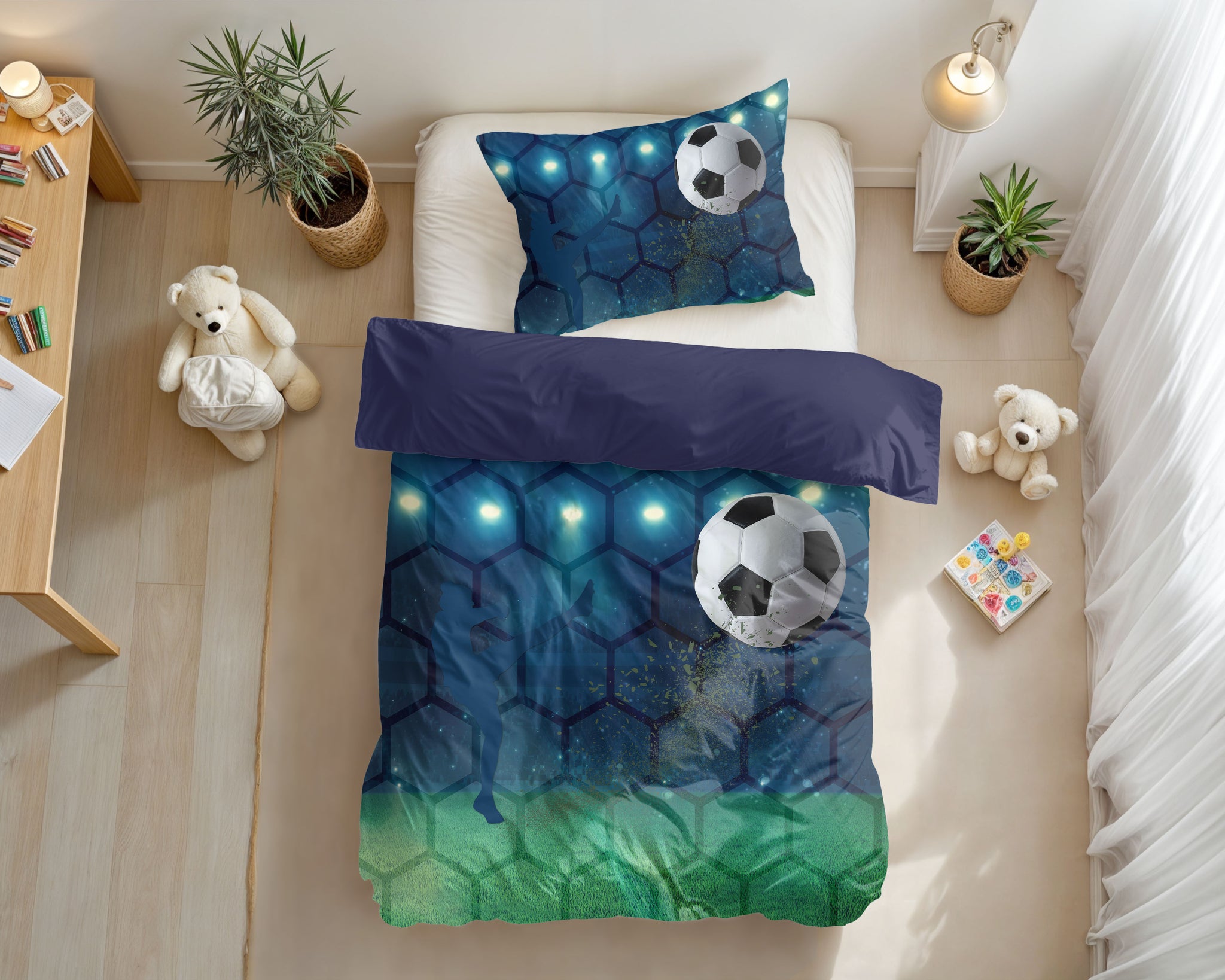 Live voetbal Blauw 140 x 200/220