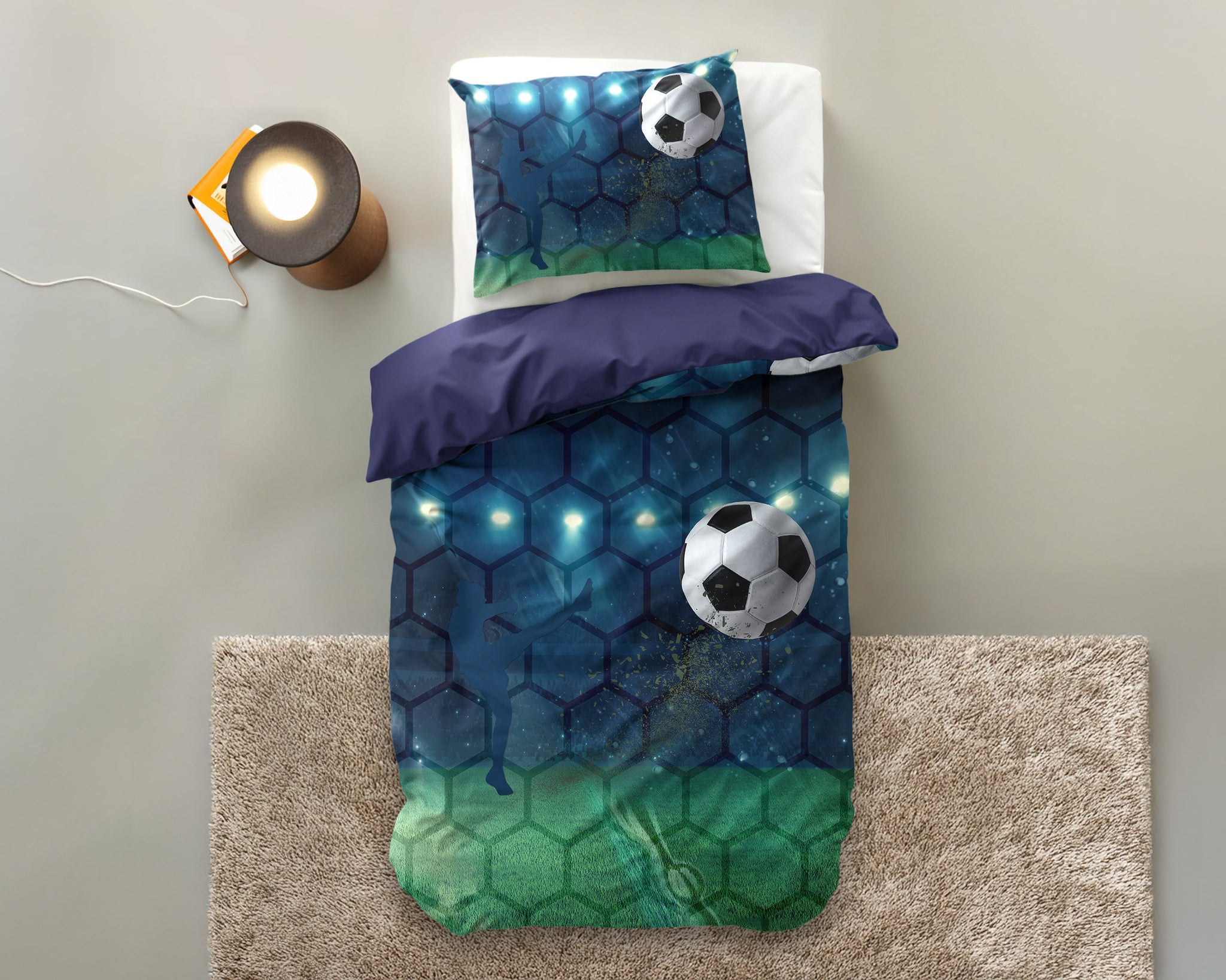 Live voetbal Blauw 140 x 200/220