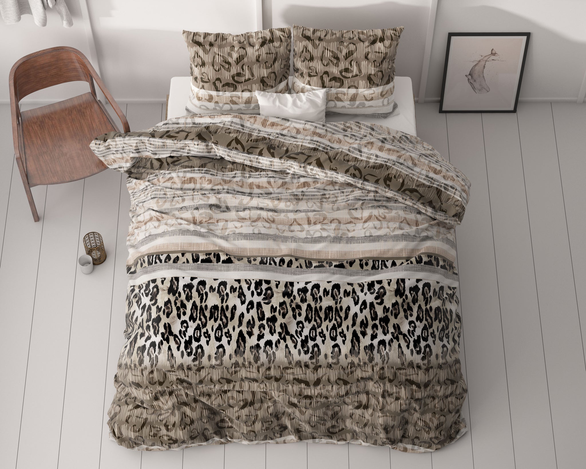 Tijger luipaard taupe 140 x 220