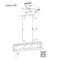 Zwarte hanglamp Buckley 1705ZW met 4 x E27-fitting