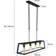 Zwarte hanglamp Buckley 1705ZW met 4 x E27-fitting