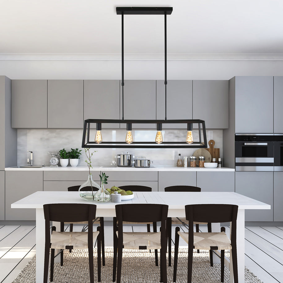 Zwarte hanglamp Buckley 1705ZW met 4 x E27-fitting