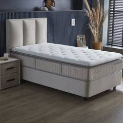 Opbergboxspring Birdybedd Beige 90x200 - Eenpersoons
