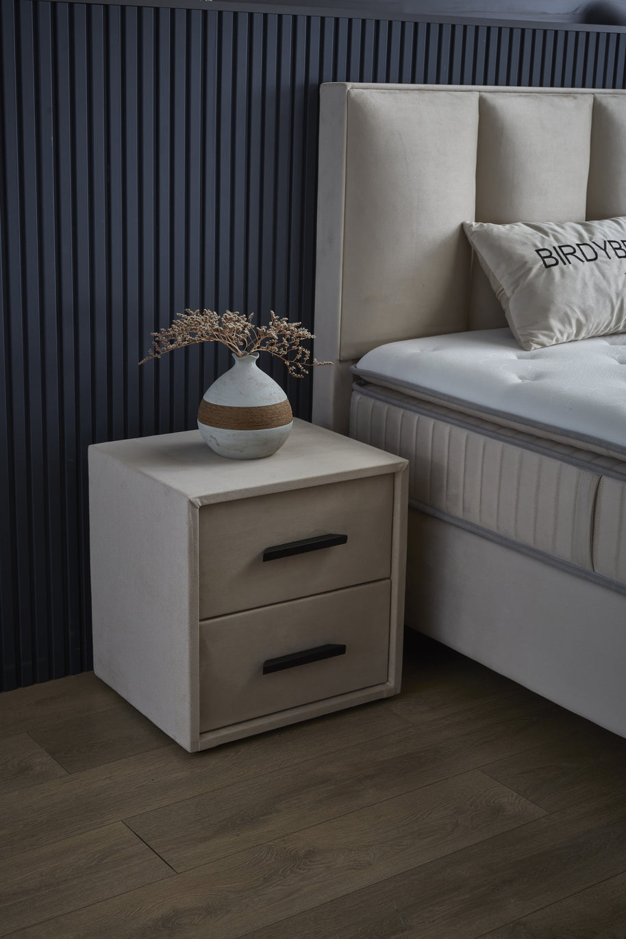 Opbergboxspring Birdybedd Beige 90x200 - Eenpersoons
