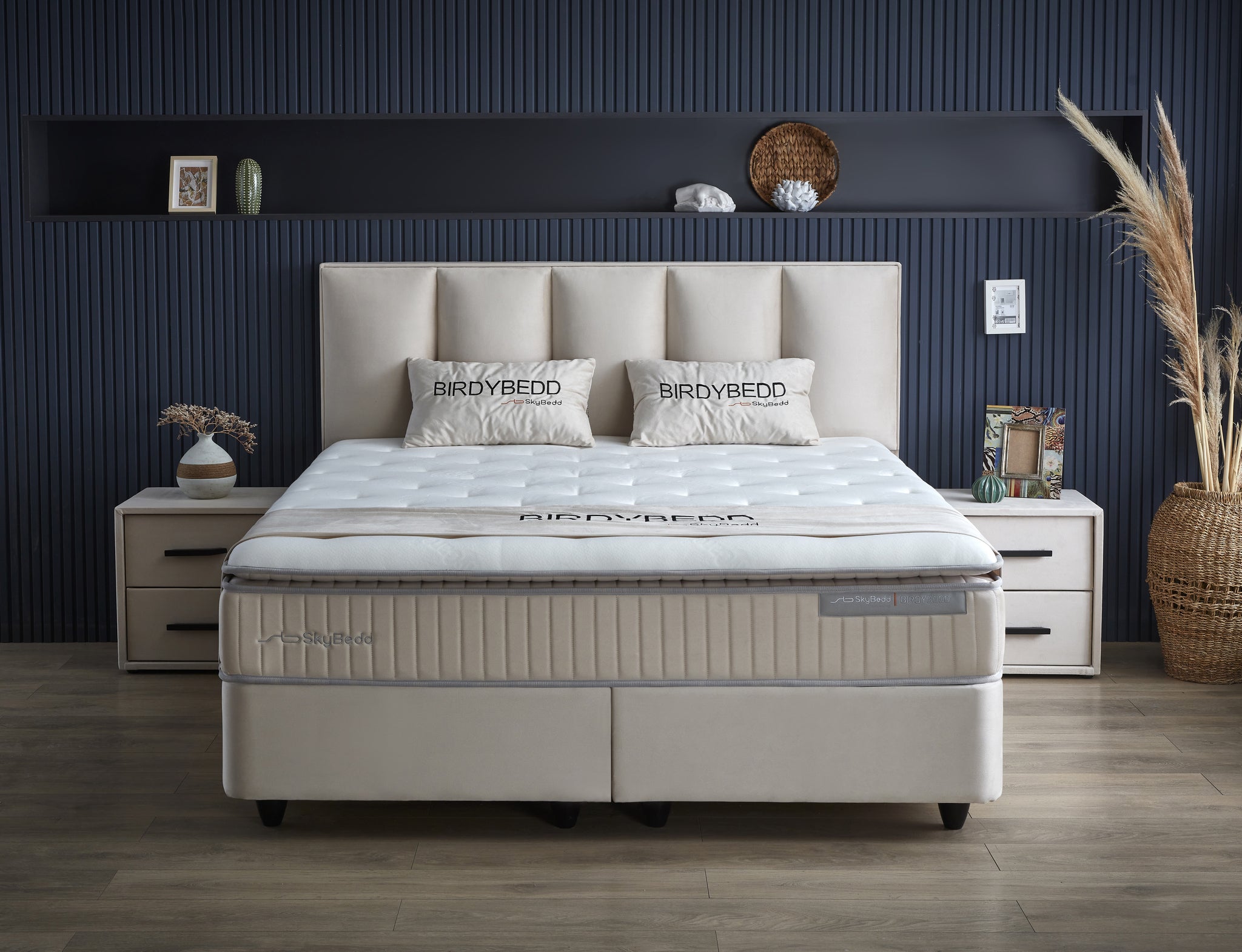 Opbergboxspring Birdybedd beige 140x200