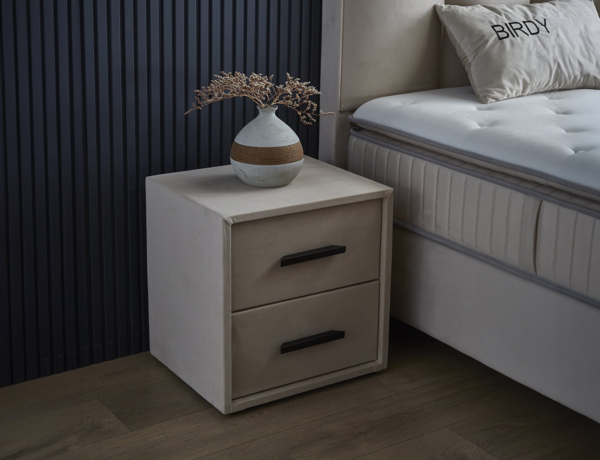 Opbergboxspring Birdybedd beige 140x200