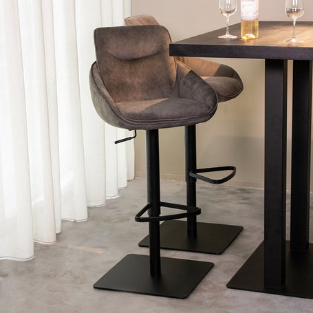 LABEL51 Barkruk Beauty - Antraciet - Cosmo - Zithoogte 56-82