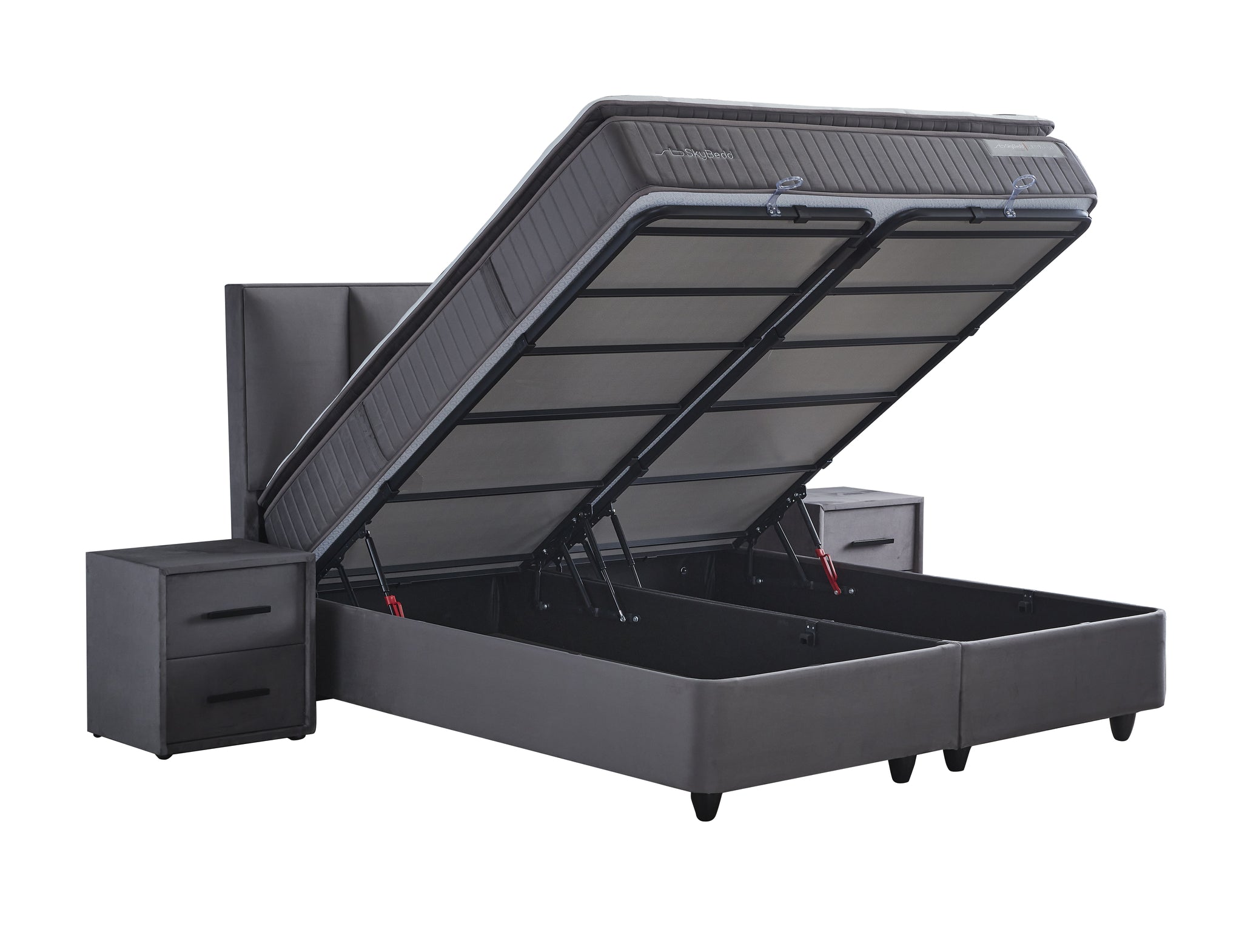 Opbergboxspring Birdybedd Antraciet 180x200