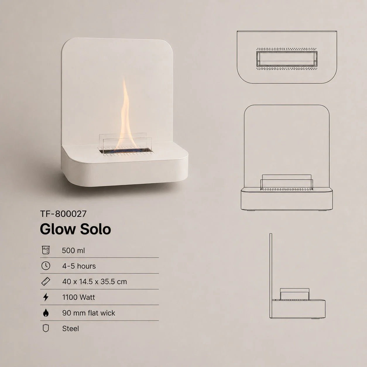vtwonen tafelhaard Glow Solo 90