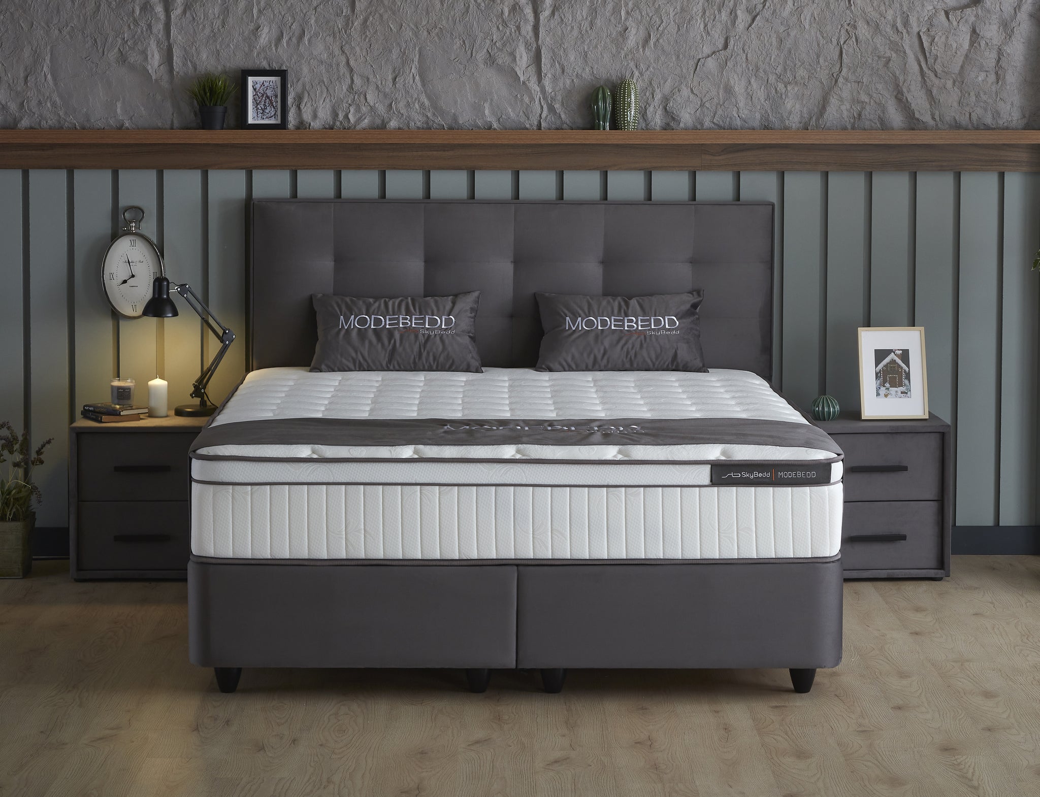 Opbergboxspring Modebed Antraciet 140x200