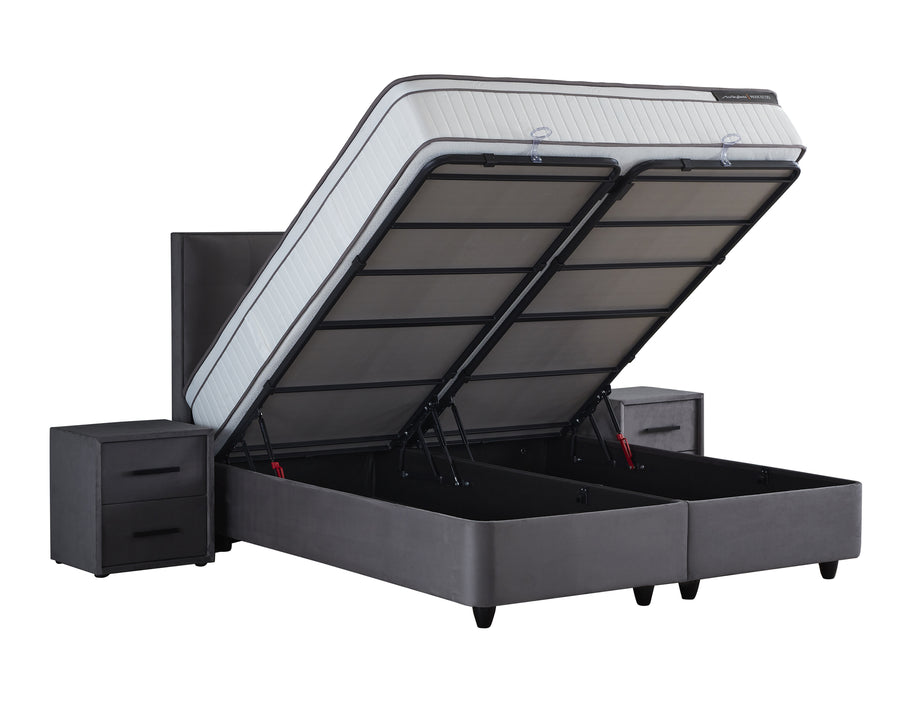 Opbergboxspring Modebed Antraciet 140x200