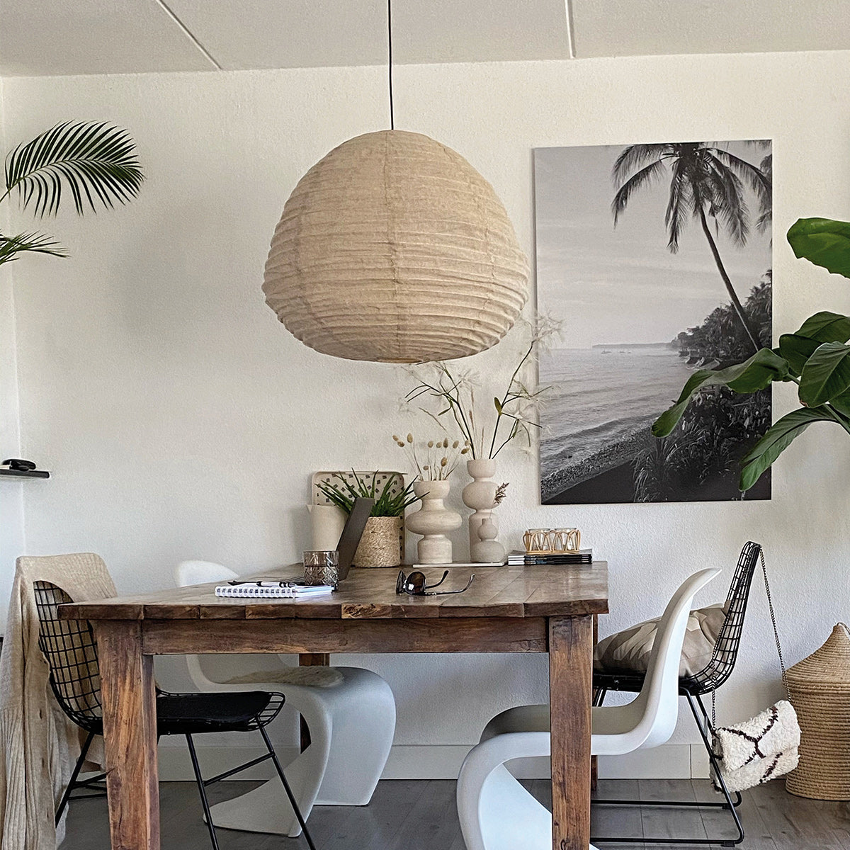 Hanglamp Bangalore 2136B - bamboe-linnenkap, sfeervolle eyecatcher
