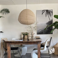 Hanglamp Bangalore 2136B - bamboe-linnenkap, sfeervolle eyecatcher