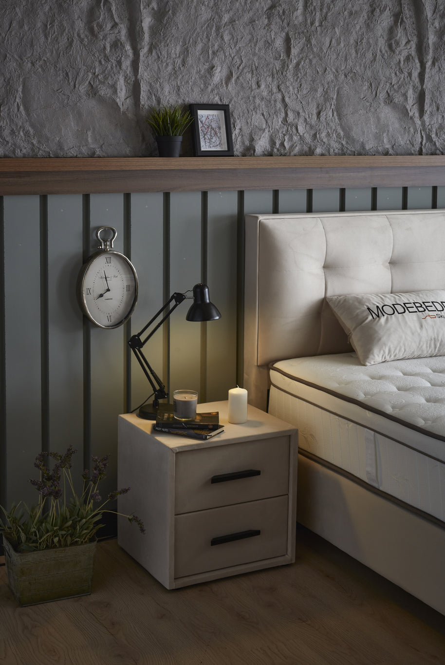 Opbergboxspring Modebedd Beige 90x200 - Eenpersoons