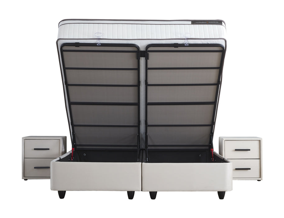 Opbergboxspring Modebedd Beige 160x200