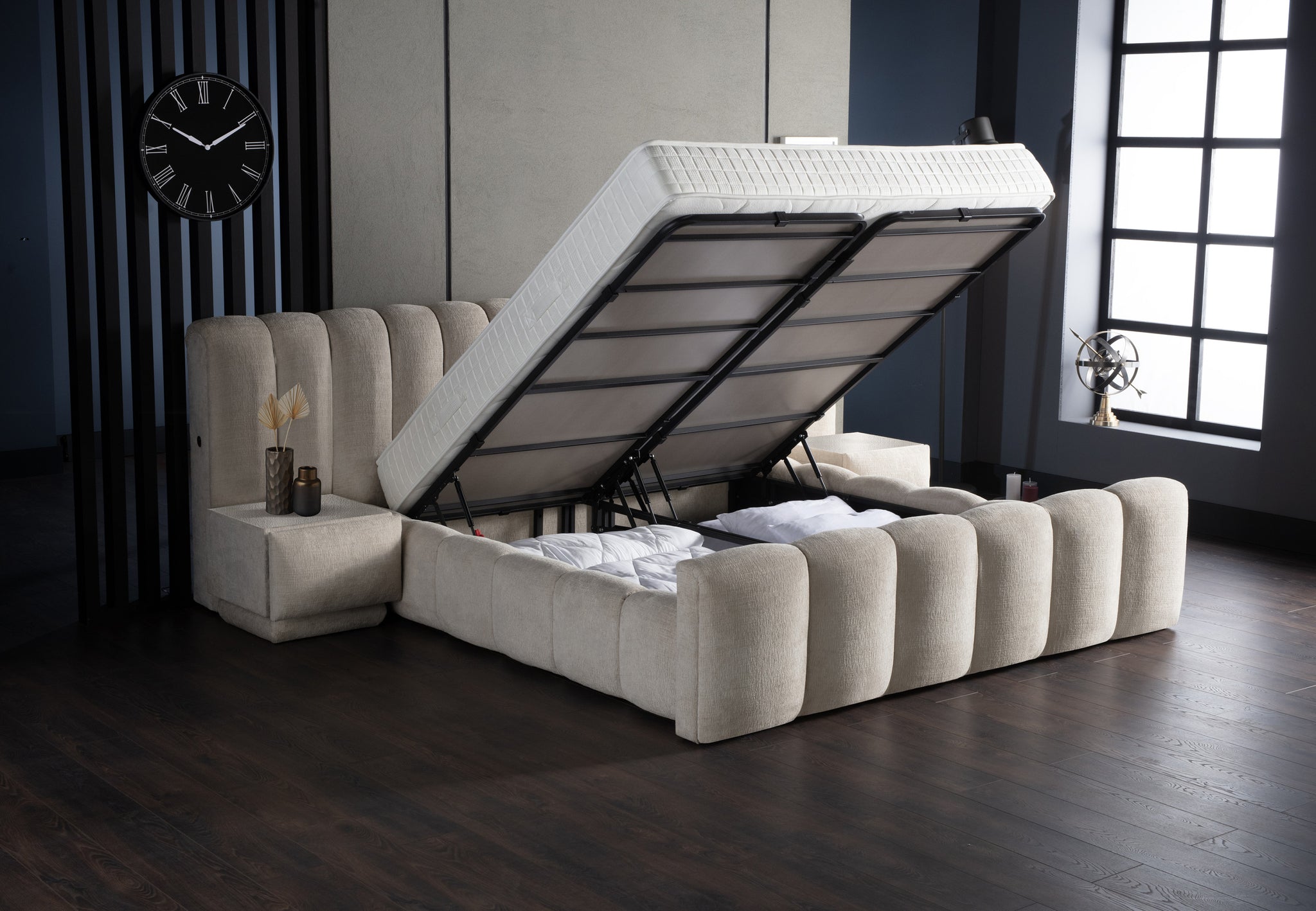 Opbergboxspring Iosbedd beige 160x200