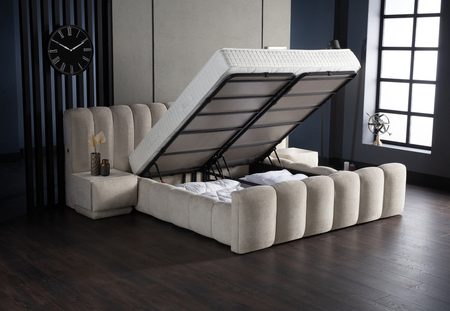 Opbergboxspring Iosbedd beige 160x200