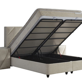 Opbergboxspring Shinebedd Beige 140x200