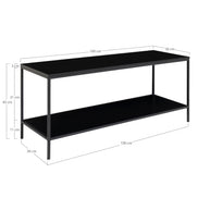 Vita TV-stand - TV-stand, 2 planken, zwart, zwart frame 100x36x45 cm