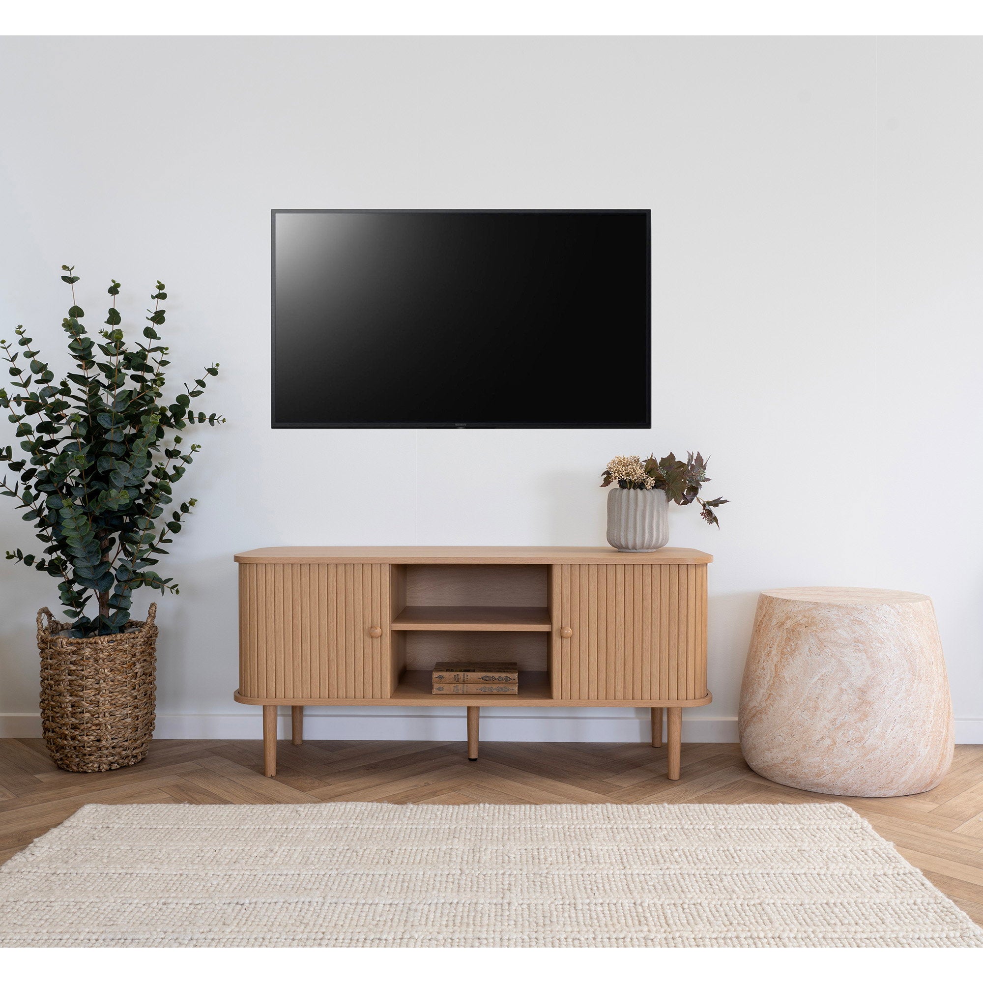 Nikko tv-meubel - tv-meubel, 2 deuren, naturel 113x40x52 cm