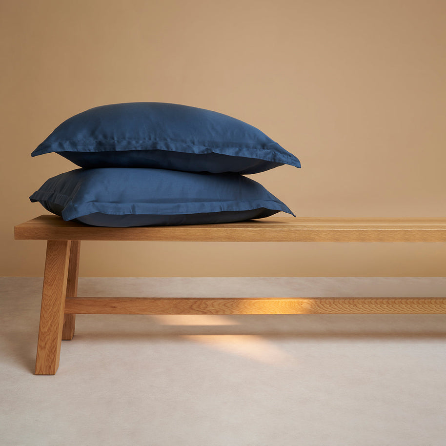 Coco & Cici - Tencel-satijn kussensloop 70 x 50 cm - Kussenhoes - Lyocell - Extra zacht en 100% natuurlijk - Blauw - Zonder volant