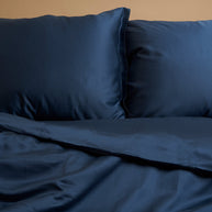 Coco & Cici - Tencel-satijn kussensloop 70 x 50 cm - Kussenhoes - Lyocell - Extra zacht en 100% natuurlijk - Blauw - Zonder volant