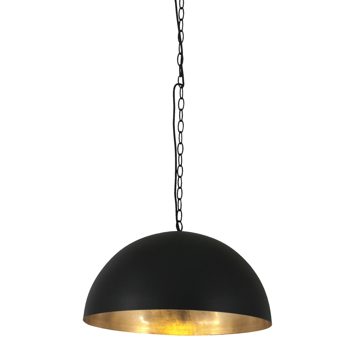 Hanglamp Semicirkel 2555ZW zwarte bol met gouden binnenkant