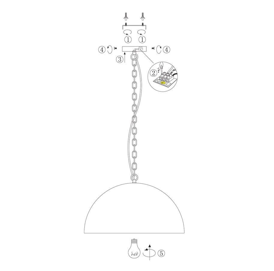 Hanglamp Semicirkel 2555ZW zwarte bol met gouden binnenkant
